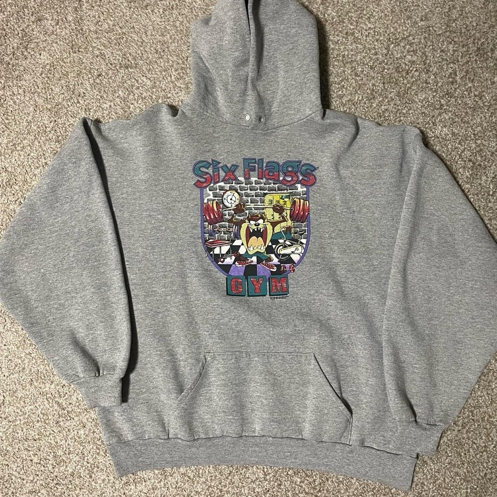1995 Vintage Six Flags Gym hoodie.
